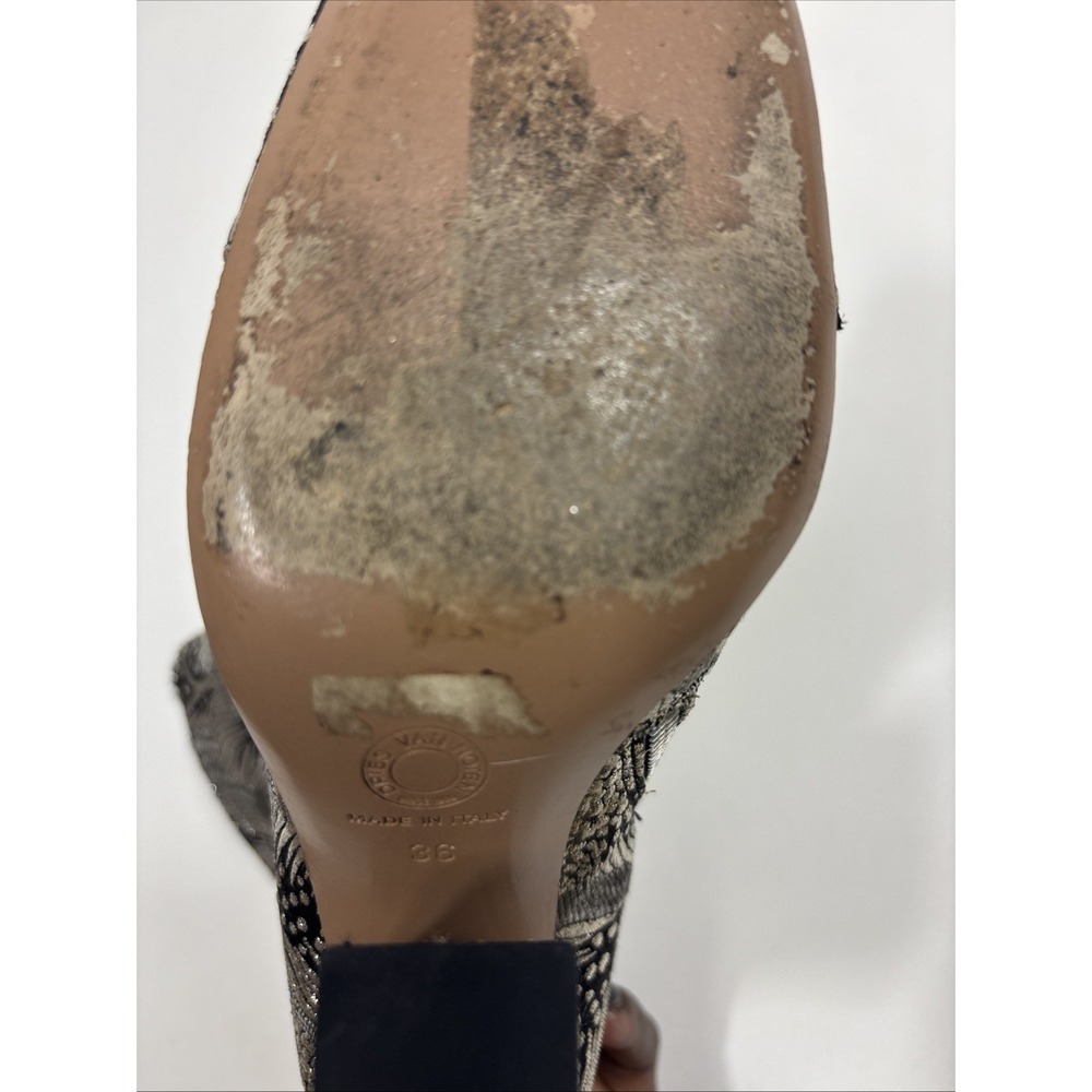 Dries Van Noten Brocade Cap-Toe 80mm Bootie silver and black brocade pattern 36 - Picture 6 of 8